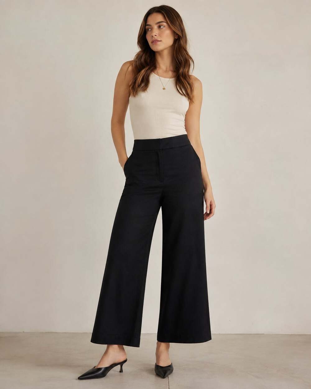 Vintage Anthropologie Black Wide Leg Trousers Size 6 Made in USA Y2K